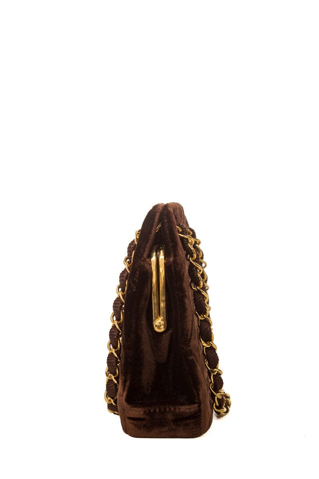 Chanel Chocolate Velvet Evening 24k hw Handbag
