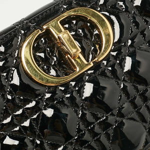 Dior Black Cannage Patent Leather Medium Caro Shoulder Bag