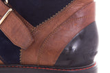 Burberry Brown & Navy Buckle Detail Boots SZ 37