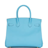 Hermes Birkin 30 Celeste Epsom Gold Hardware