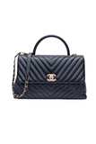 CHANEL Black Chevron Quilted Medium Coco Handle Flap Bag