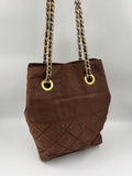 Prada Nylon Tote with Chain Handle - Brown