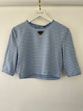 Prada Baby Blue and White Stripped Jersey Cropped Top Size IT 38 (UK 6)