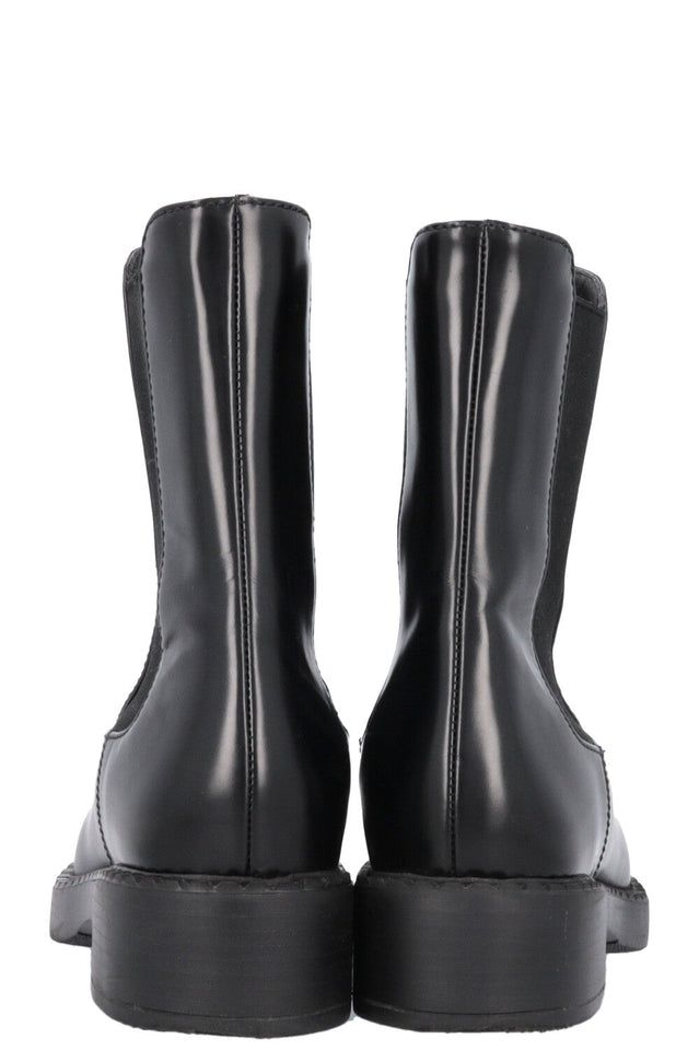 PRADA Triangle Logo Chelsea Boots Black Leather