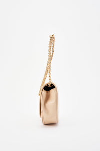 Vintage Chanel Half Moon Cream Leather Flap Bag With 24K Gold Plated Hardware
