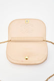 Vintage Chanel Half Moon Cream Leather Flap Bag With 24K Gold Plated Hardware