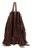 PRADA Fringed Noce Tote Bag Brown