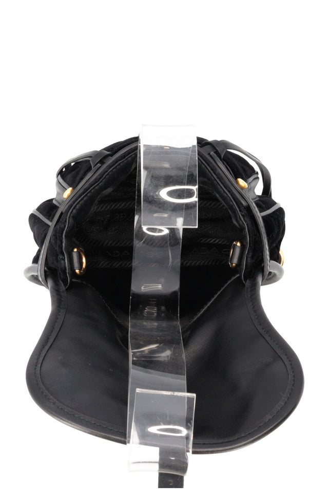 PRADA Quilted Ring Belt Bag Velvet Black