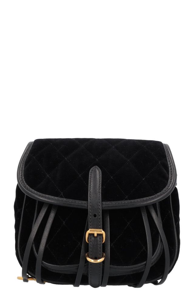 PRADA Quilted Ring Belt Bag Velvet Black