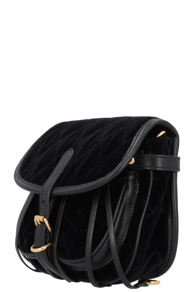 PRADA Quilted Ring Belt Bag Velvet Black