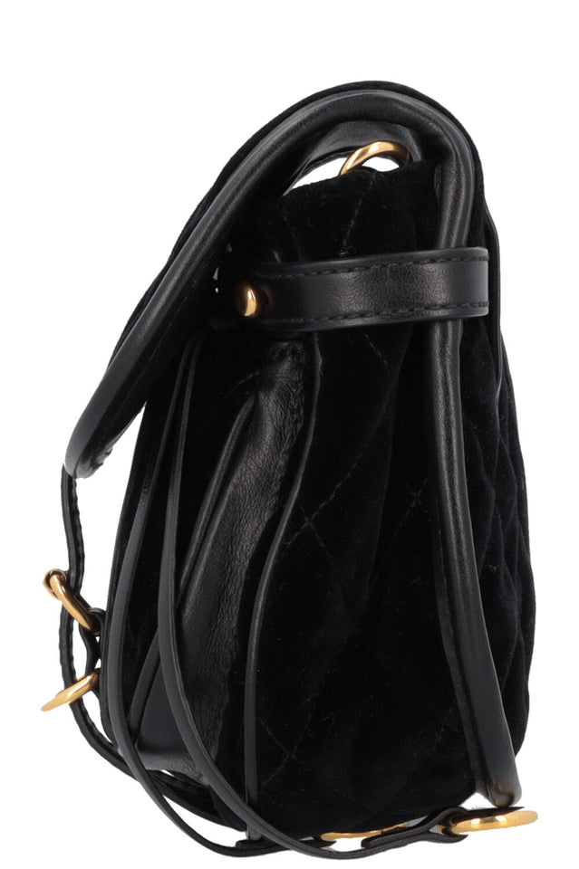 PRADA Quilted Ring Belt Bag Velvet Black