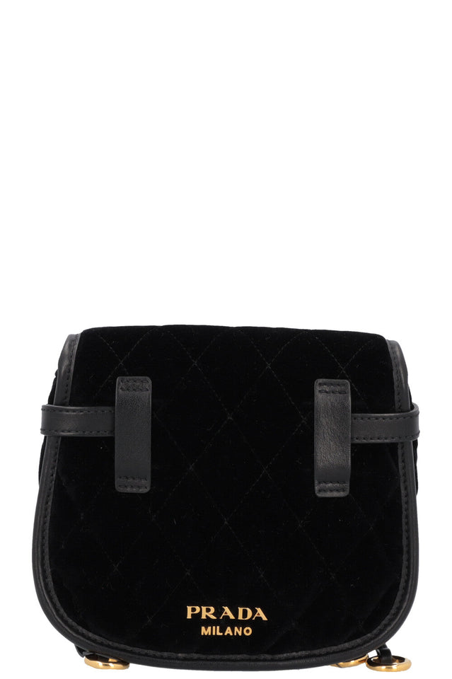 PRADA Quilted Ring Belt Bag Velvet Black