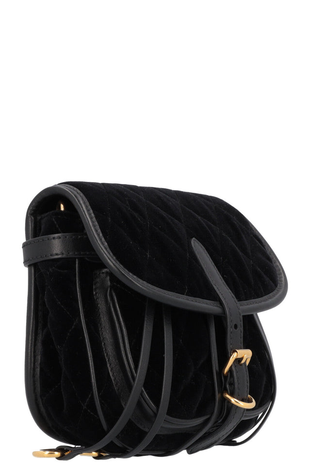 PRADA Quilted Ring Belt Bag Velvet Black