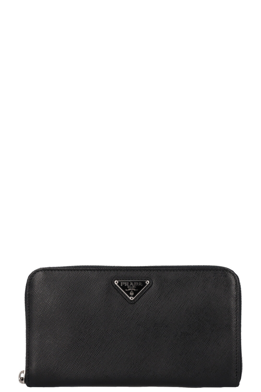 PRADA Logo Saffiano Long Zip Wallet Black