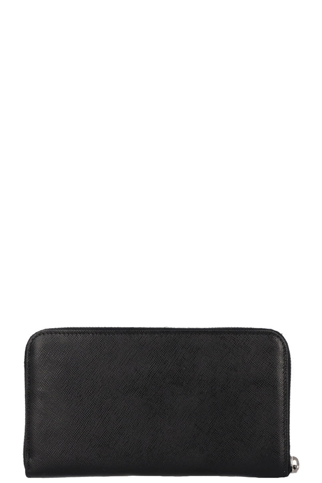 PRADA Logo Saffiano Long Zip Wallet Black