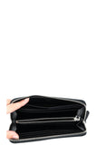 PRADA Logo Saffiano Long Zip Wallet Black