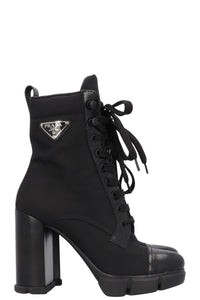 PRADA Re-Nylon Logo Ankle Boots Black