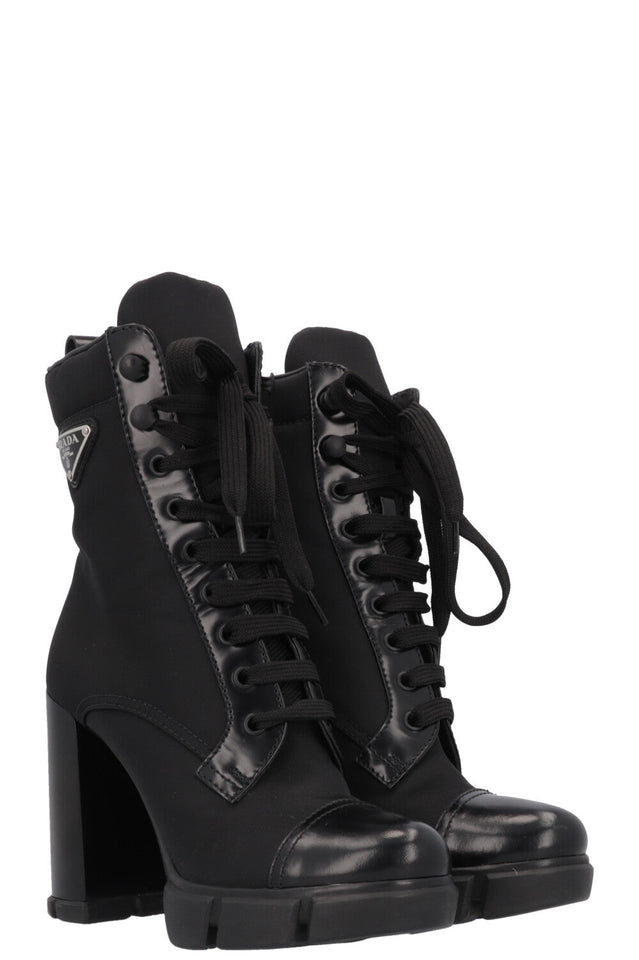 PRADA Re-Nylon Logo Ankle Boots Black