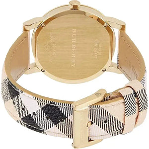 Burberry Ladies The City Haymarket Check Yellow Gold Watch BU9026