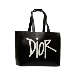 Black Dior x Stussy Large Logo Applique Tote