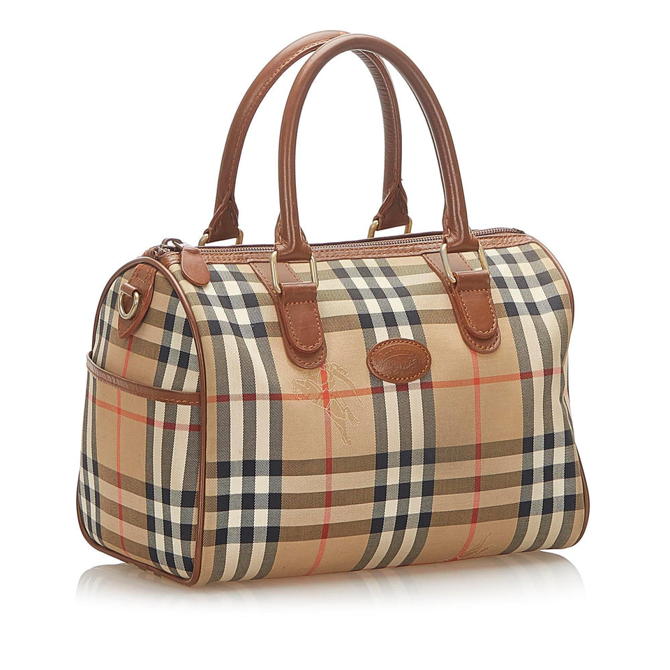 Burberry Haymarket Check Canvas Boston Bag (SHG-17268)