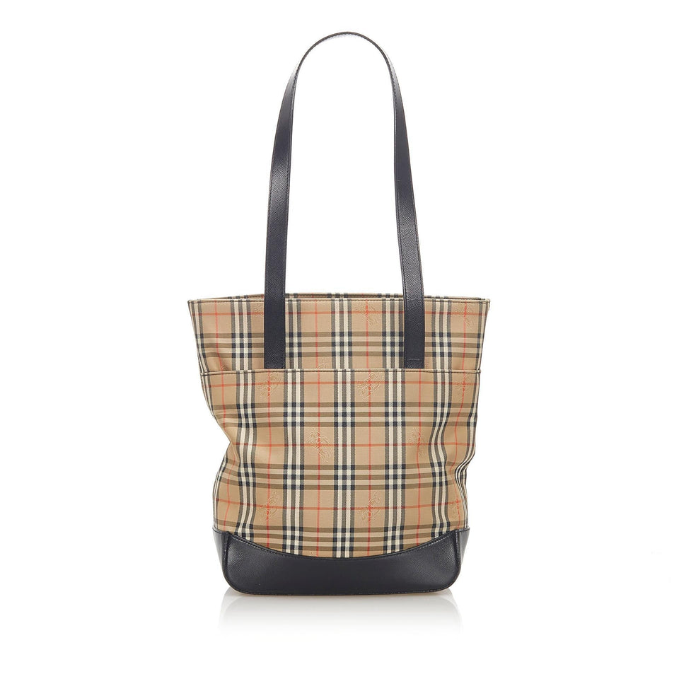 Burberry Haymarket Check Canvas Tote Bag (SHG-17508)