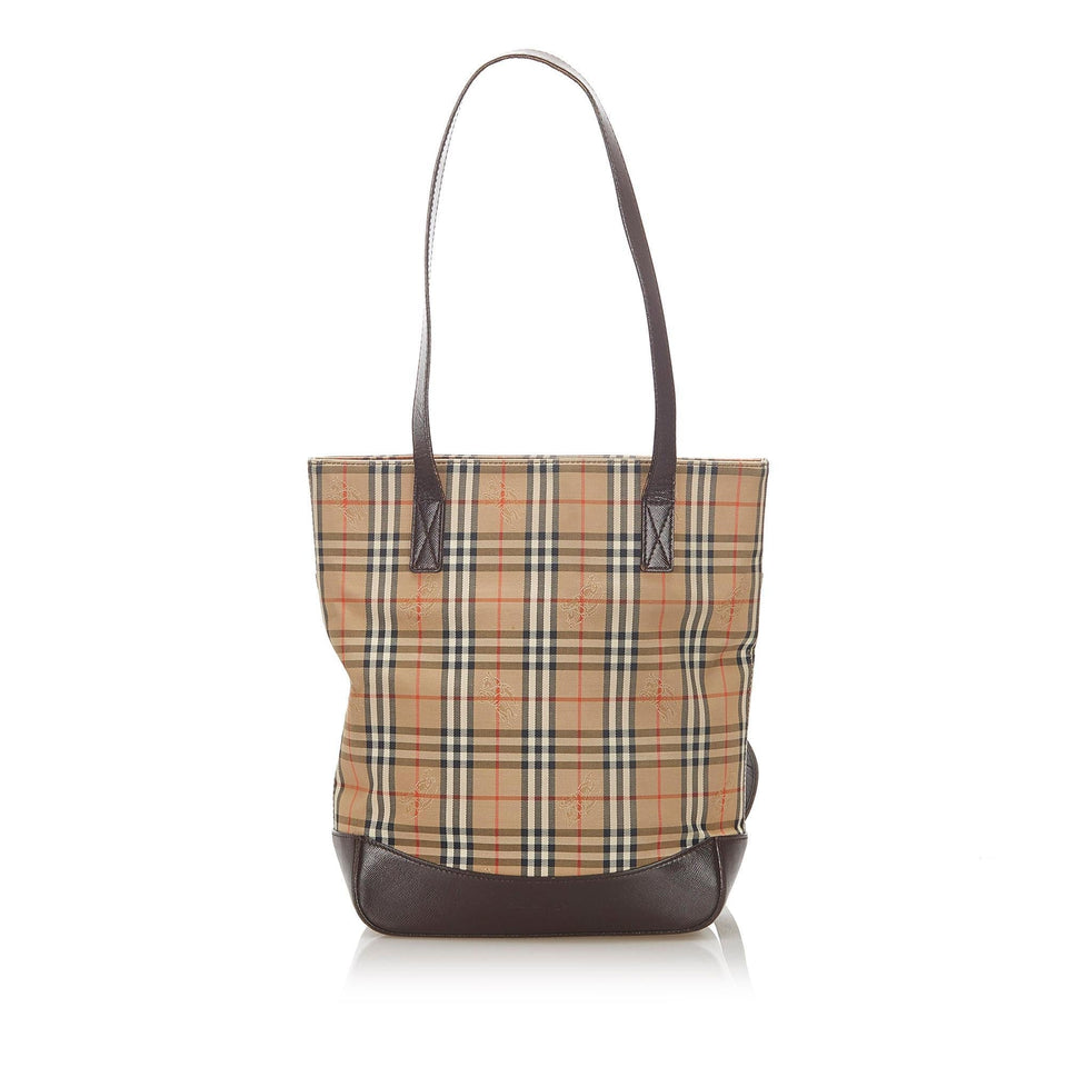Burberry Haymarket Check Canvas Tote Bag (SHG-17510)