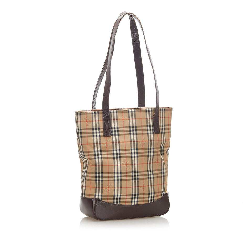 Burberry Haymarket Check Canvas Tote Bag (SHG-17510)