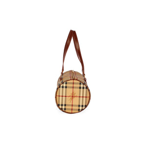 BURBERRY HAYMARKET CHECK PAPILLON BARREL BAG
