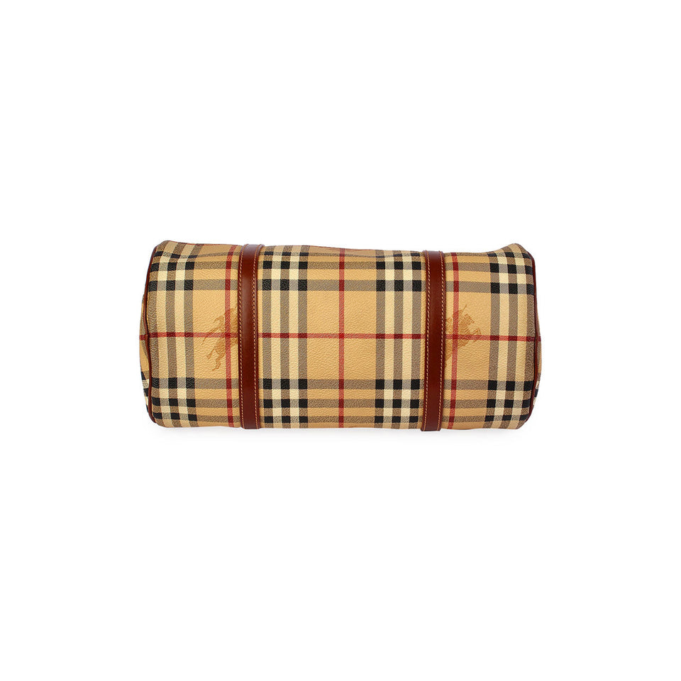 BURBERRY HAYMARKET CHECK PAPILLON BARREL BAG