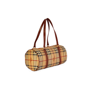 BURBERRY HAYMARKET CHECK PAPILLON BARREL BAG