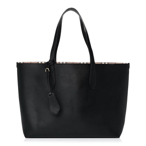 BURBERRY Haymarket Check Medium Reversible Tote BLACK