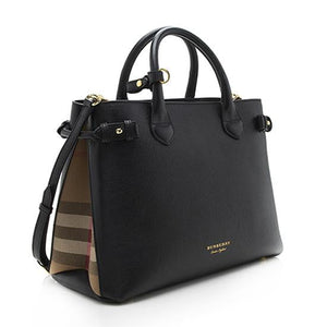 Burberry House Check Leather Banner Medium Tote