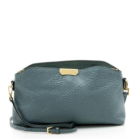 Burberry Leather Embossed Check Chichester Clutch - FINAL SALE (SHF-10655)