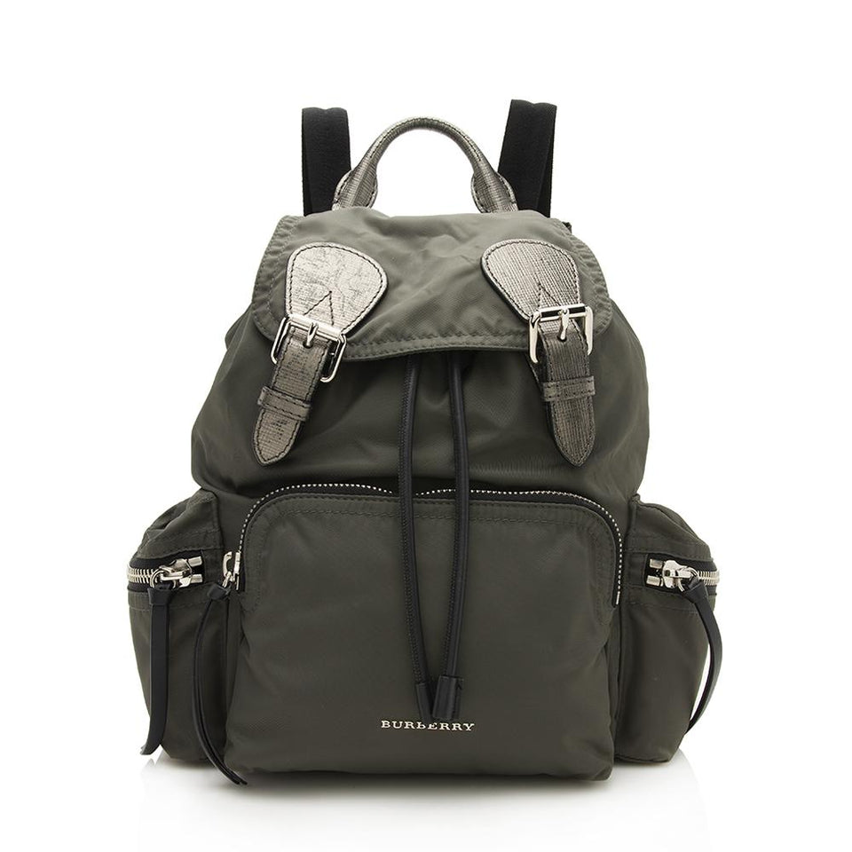 Burberry Nylon Leather Medium Rucksack Backpack (SHF-12016)