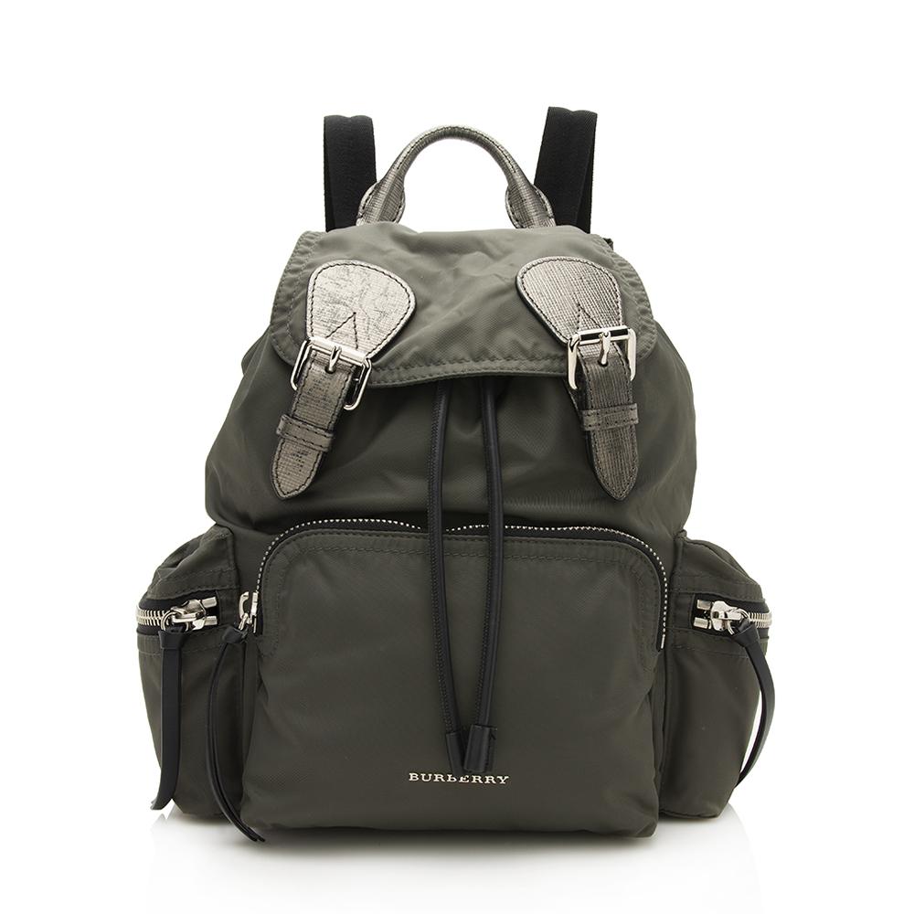 Burberry Nylon Leather Medium Rucksack Backpack (SHF-12016)
