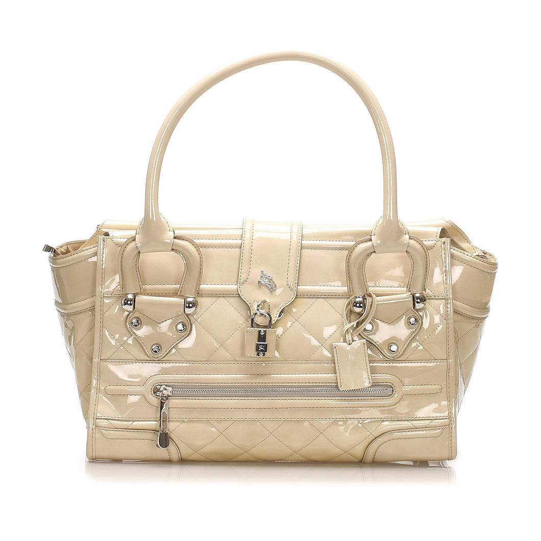 Burberry Quilted Patent Leather Handbag (SHG-11207)