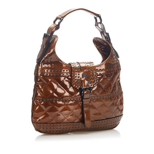 Burberry Studded Patent Leather Shoulder Bag (SHG-16312)