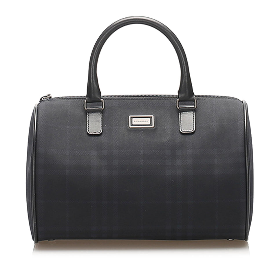 Burberry Tonal Check Canvas Boston Bag (SHG-11117)