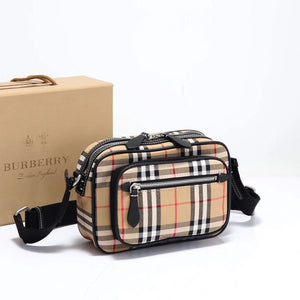 BURBERRY VINTAGE CHECK & LEATHER CROSSBODY BAG