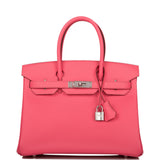 Hermes Birkin 30 Rose Azalee Epsom Palladium Hardware
