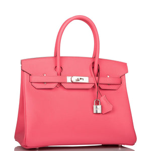 Hermes Birkin 30 Rose Azalee Epsom Palladium Hardware