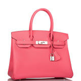 Hermes Birkin 30 Rose Azalee Epsom Palladium Hardware