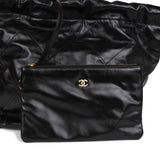 Chanel Small 22 Bag Black Lambskin Antique Gold Hardware