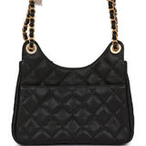 Chanel Small Hobo Bag Black Caviar Antique Gold Hardware
