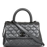 Chanel Small Coco Handle Flap Bag So Black Calfskin Black Hardware