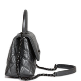 Chanel Small Coco Handle Flap Bag So Black Calfskin Black Hardware