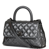 Chanel Small Coco Handle Flap Bag So Black Calfskin Black Hardware