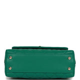 Chanel Small Coco Handle Flap Bag Green Caviar Light Gold Hardware