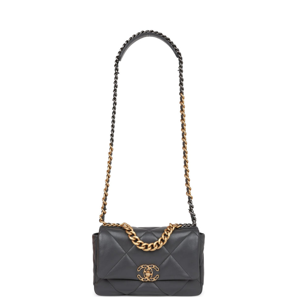 Chanel Medium 19 Flap Bag Grey Calfskin Mixed Hardware